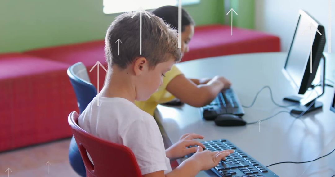 Children Exploring Technology in Classroom Setting