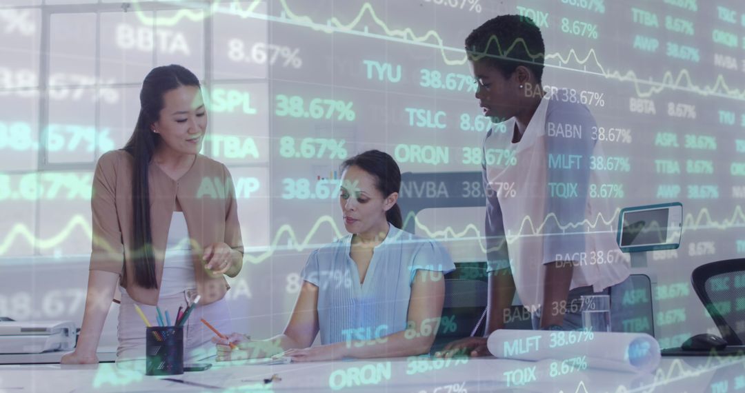 Collaborative Teamwork in Finance Office with Financial Data Overlay