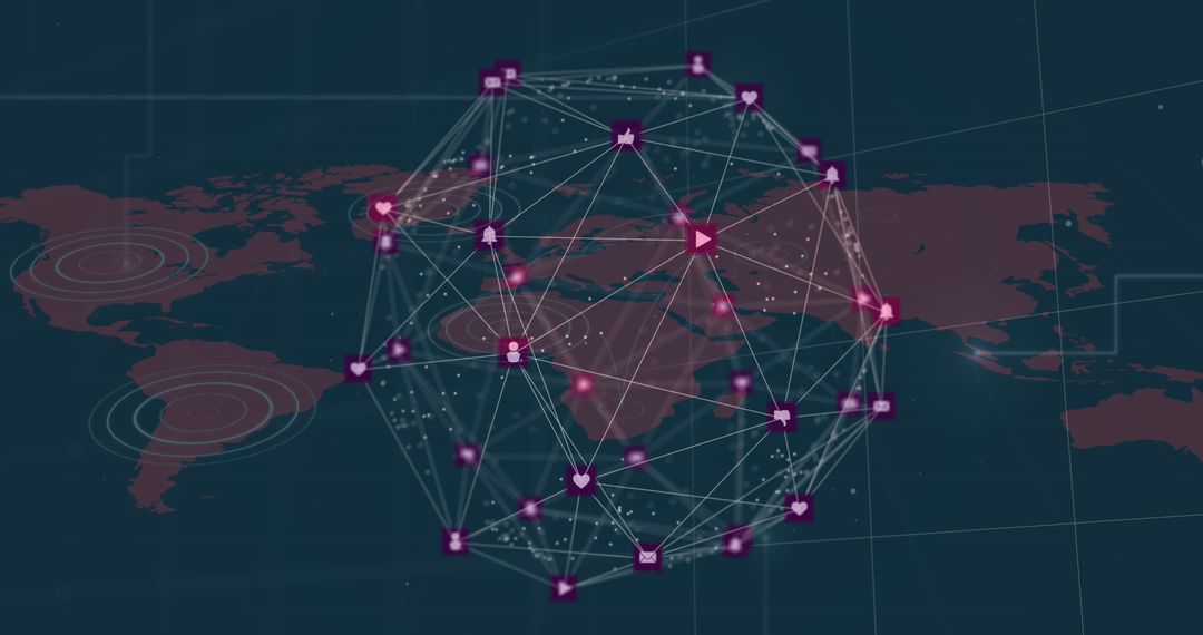 Global Network Connections with World Map Background