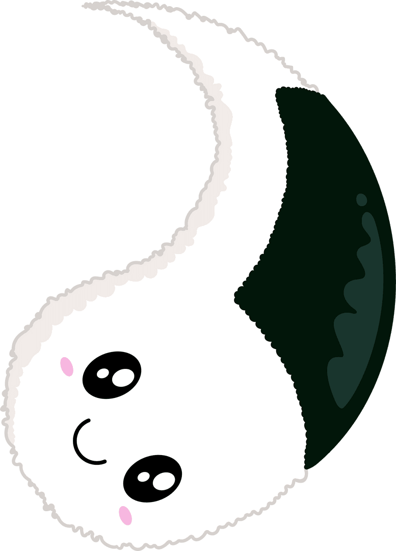 Kawaii Cartoon Rice Ball with Comet Tail on Transparent Background