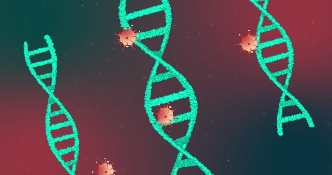DNA Helix with Virus Particles - Molecular Science and Biotechnology