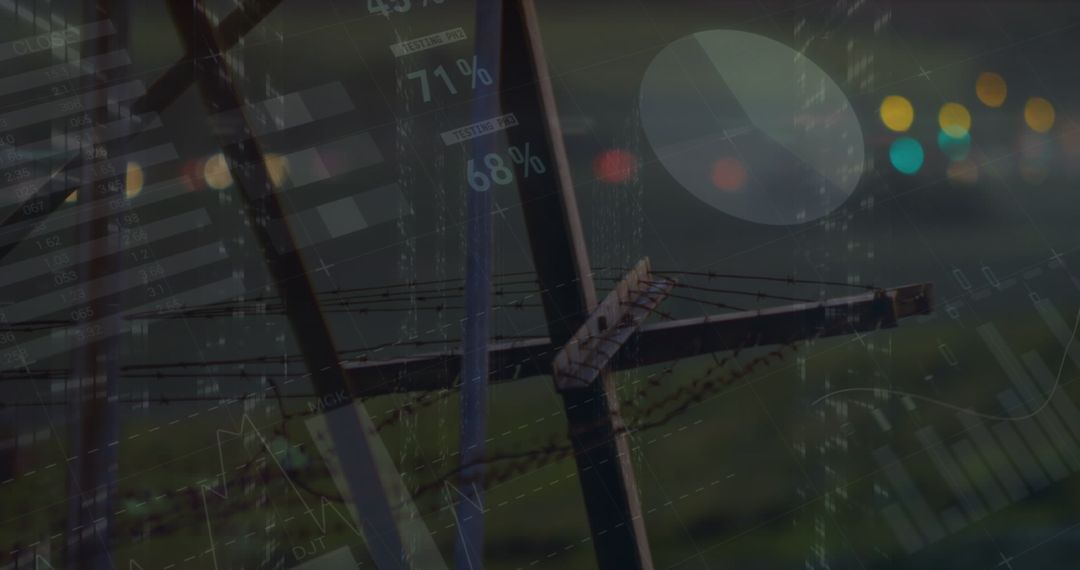 Analytical Data Overlay on Power Lines in Rural Landscape