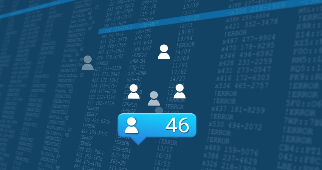 Cybersecurity Dashboard Showing Error Codes and User Notifications