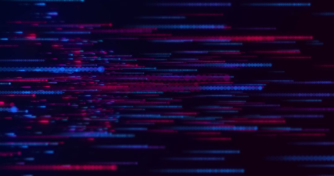 Dynamic Red and Blue Dot Lines on Black Background