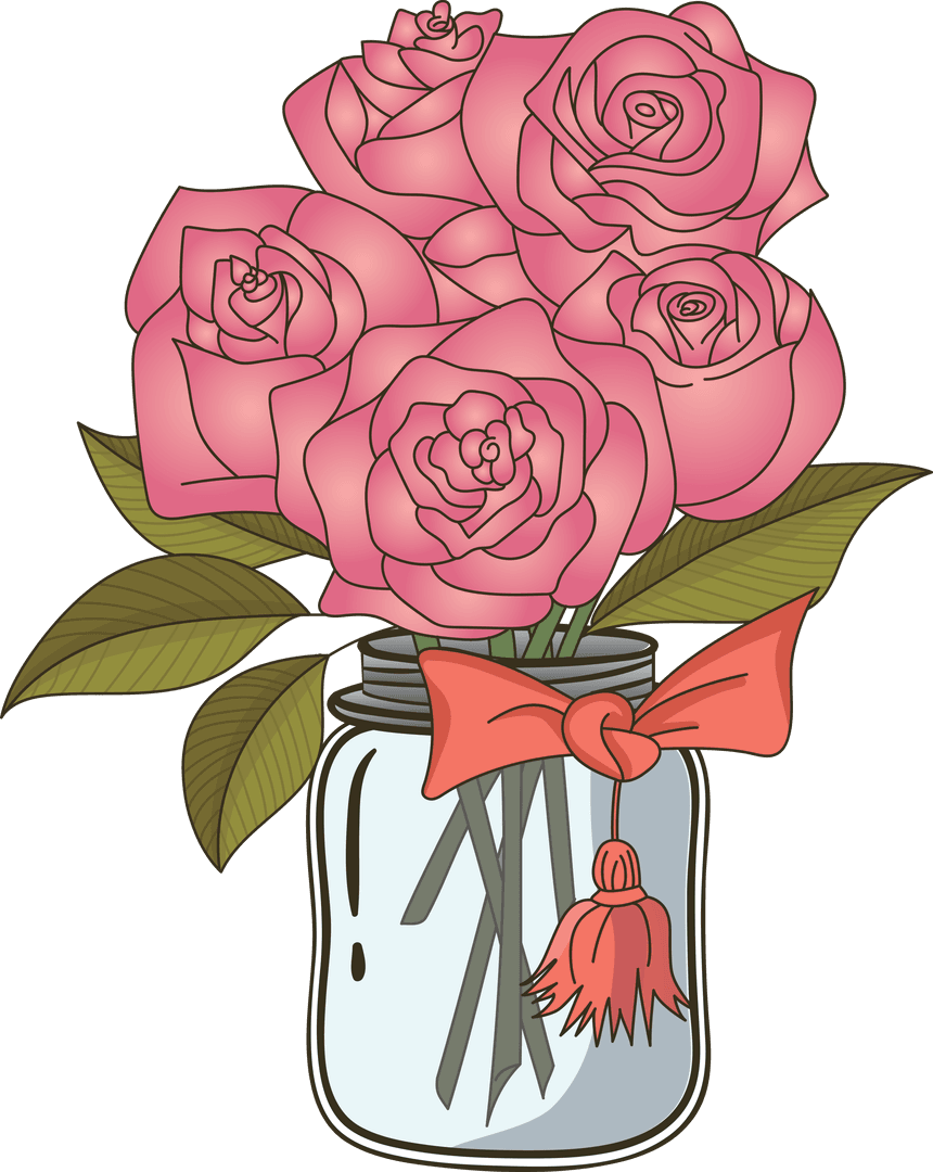 Pink Rose Bouquet in Decorative Jar
