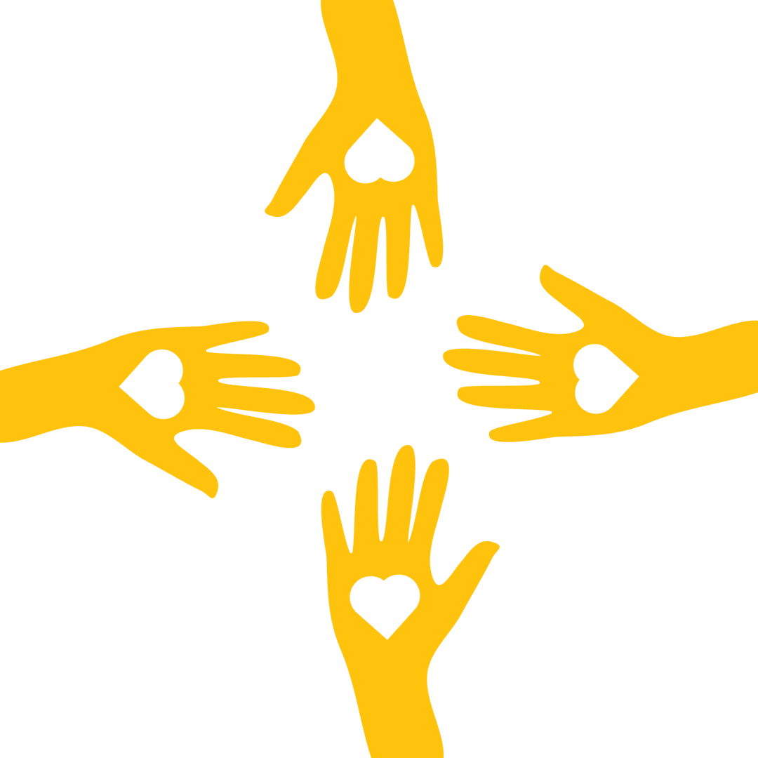 Yellow Hands with Hearts on Transparent Background for Valentine Concept