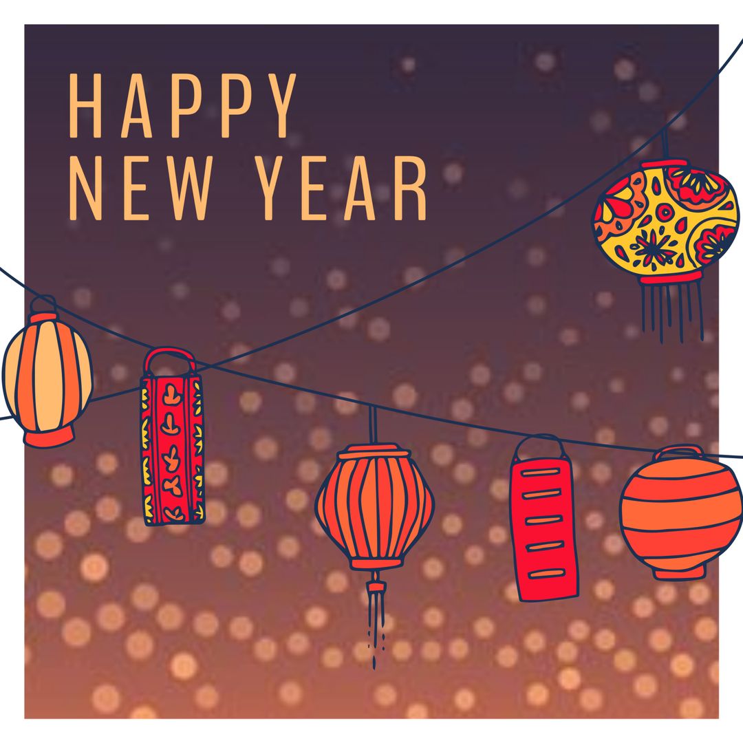 Vibrant New Year Lanterns Sparkling Celebration
