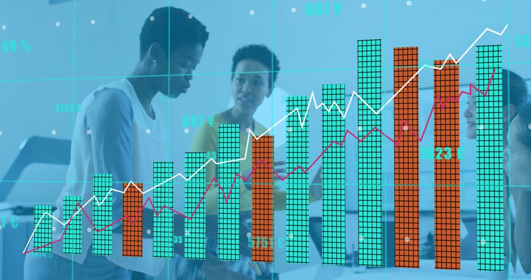 Diverse Team Analyzing Growth Charts in Modern Office Setting