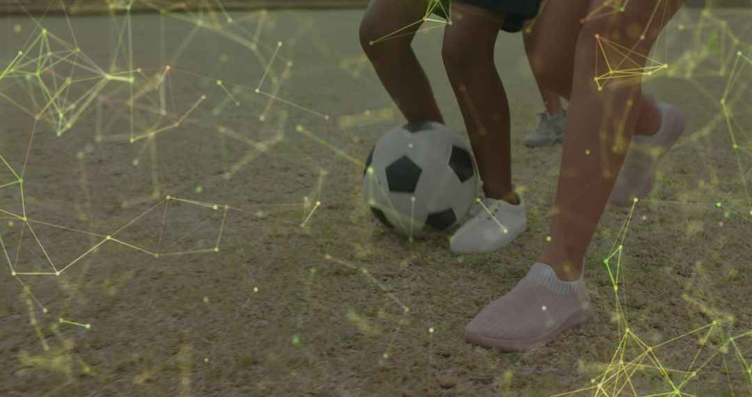 Children Playing Soccer with Futuristic Light Overlay - Free Images, Stock Photos and Pictures on Pikwizard.com