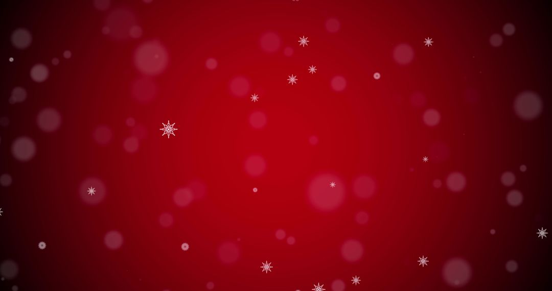 Festive Red Background with Falling Snowflakes
