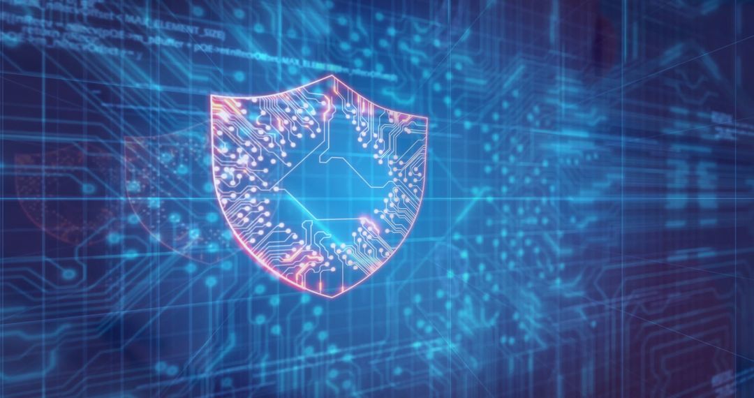 Digital Shield Protecting Circuits Symbolizing Cybersecurity