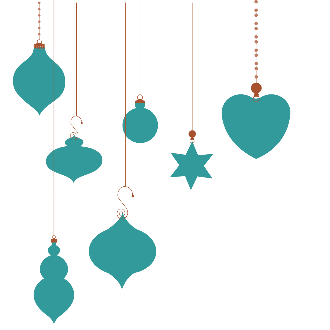 Blue Christmas Baubles on Transparent Background Vector Illustration