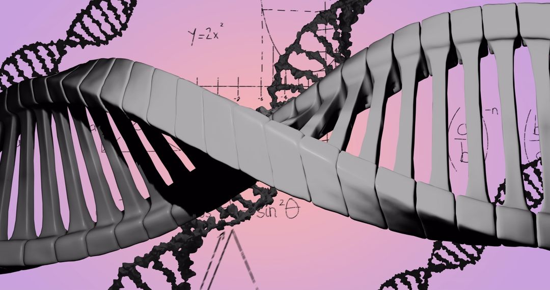 DNA Strand with Math Equations on Gradient Background