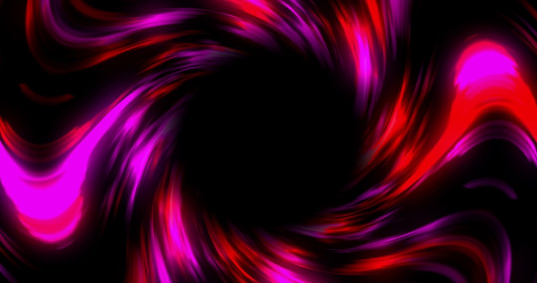 Vibrant Pink and Red Swirling Light Patterns on Black