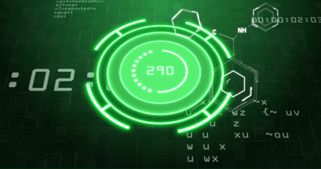 Futuristic Digital Interface with Chemical Formulas