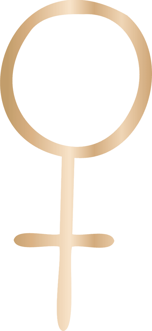 Elegant Metallic Gold Female Symbol on Transparent Background