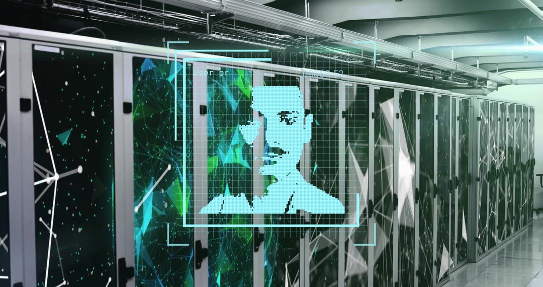 Biometric Data and AI Servers in High-Tech Data Center