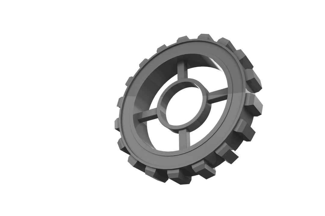 Grey Cog on Transparent Background in Digital Illustration