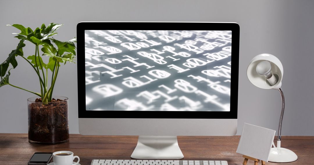 Digital Data Processing on Computer Screen in Modern Office