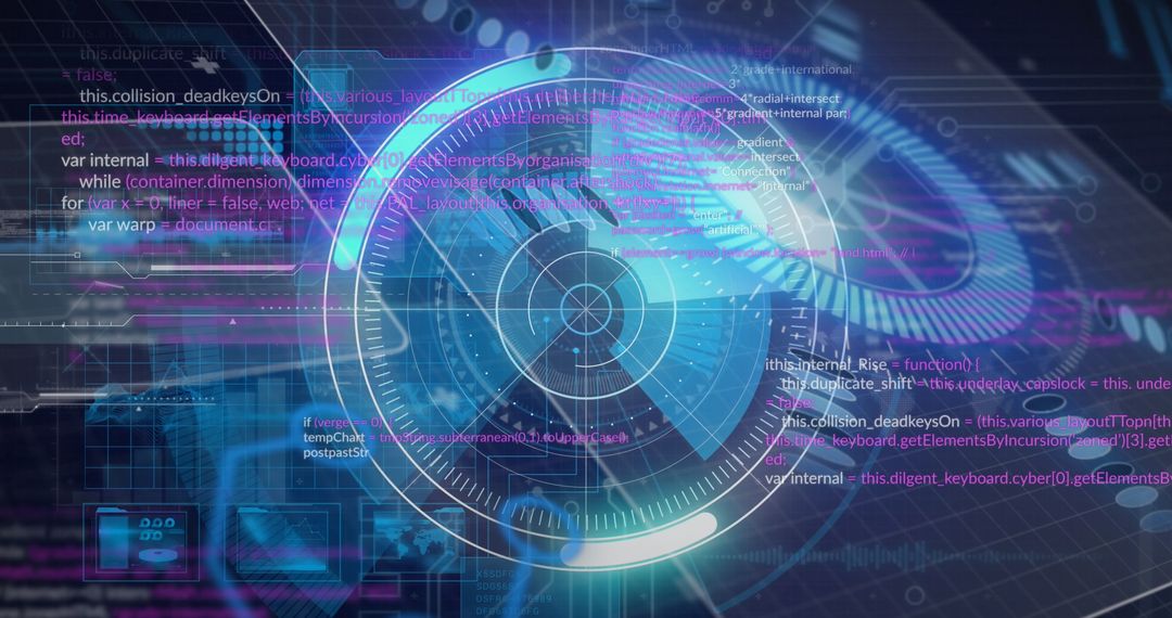 Futuristic Data Interface with Digital Code Overlay