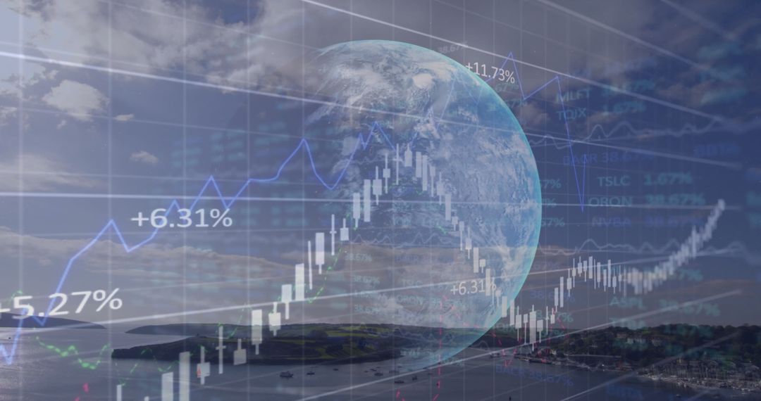 Global Stock Market Trends with Earth and Data Charts