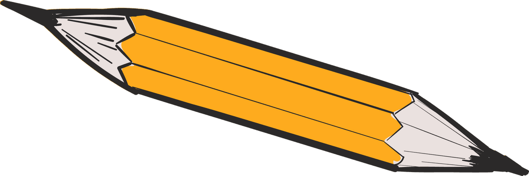 Yellow Cartoon Double-Ended Pencil on Transparent Background