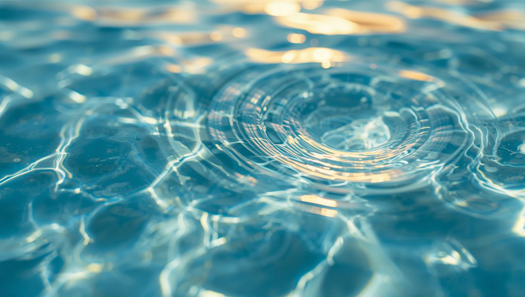 Concentric Ripples in Calm Pond with Shimmering Highlights
