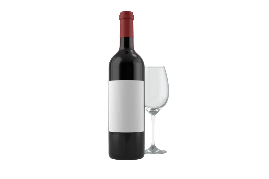 Transparent Wine Bottle and Glass Illustration for Drink Design
