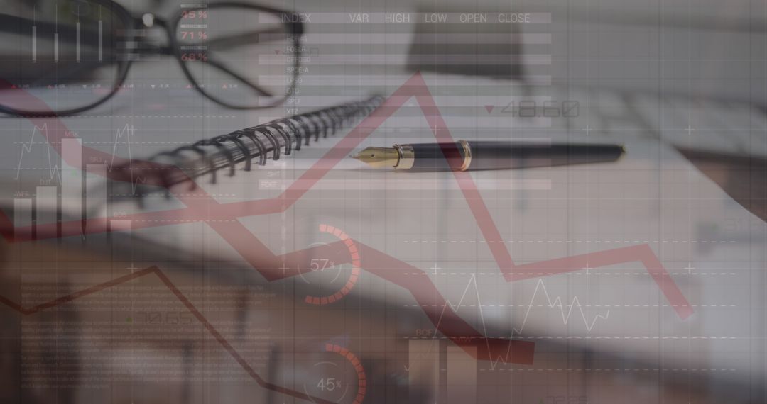 Business Analytics Concept with Diary, Pen, and Glasses