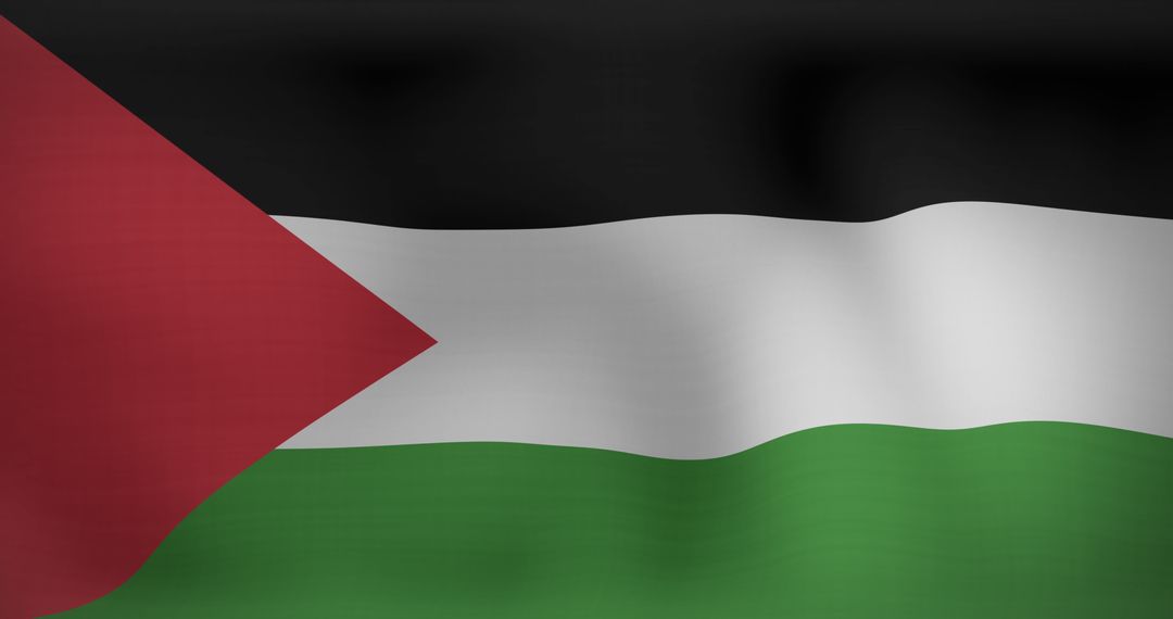 Waving Palestine Flag Patriotic Symbol in Motion