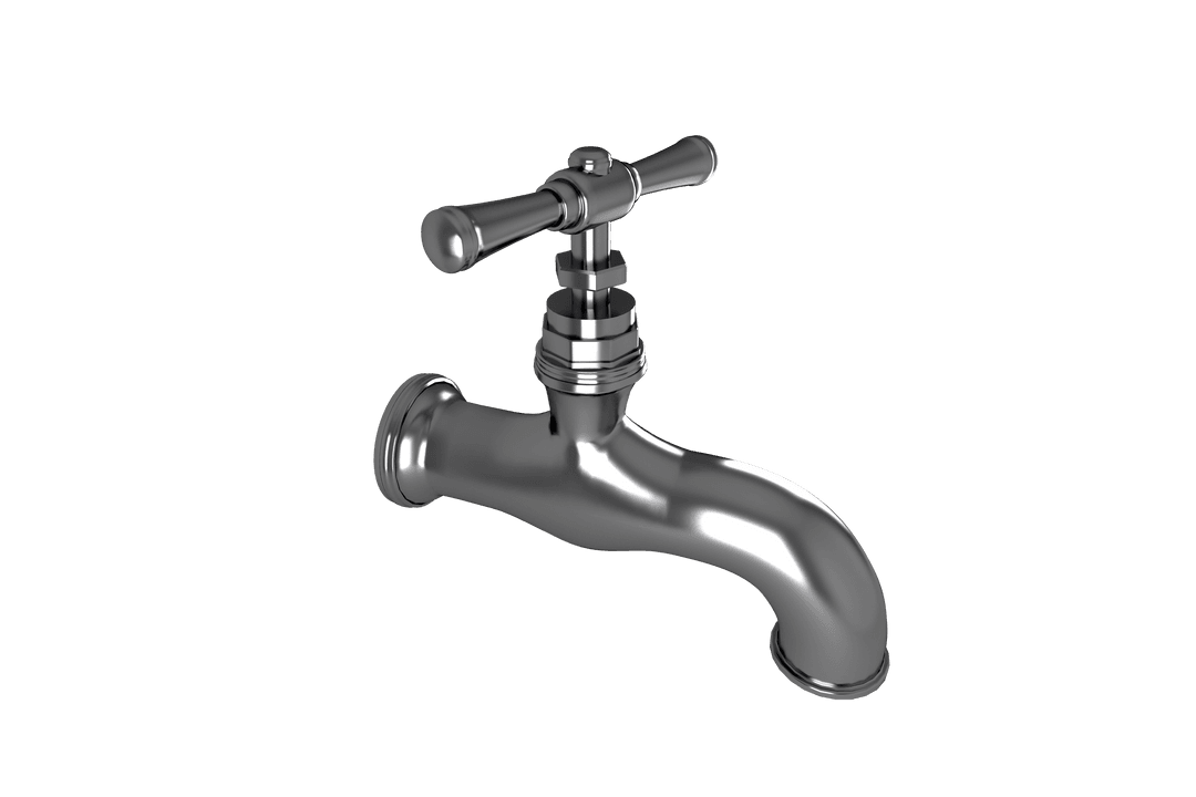 Stainless Steel Water Faucet Isolated on Transparent Background