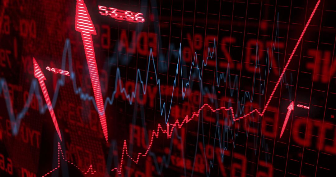 Digital Financial Chart with Fluctuating Graphs and Indicators