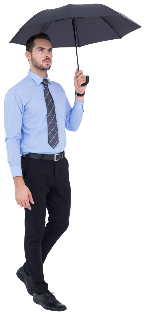 Transparent Businessman Standing Holding Black Umbrella - Download Free Stock Images Pikwizard.com