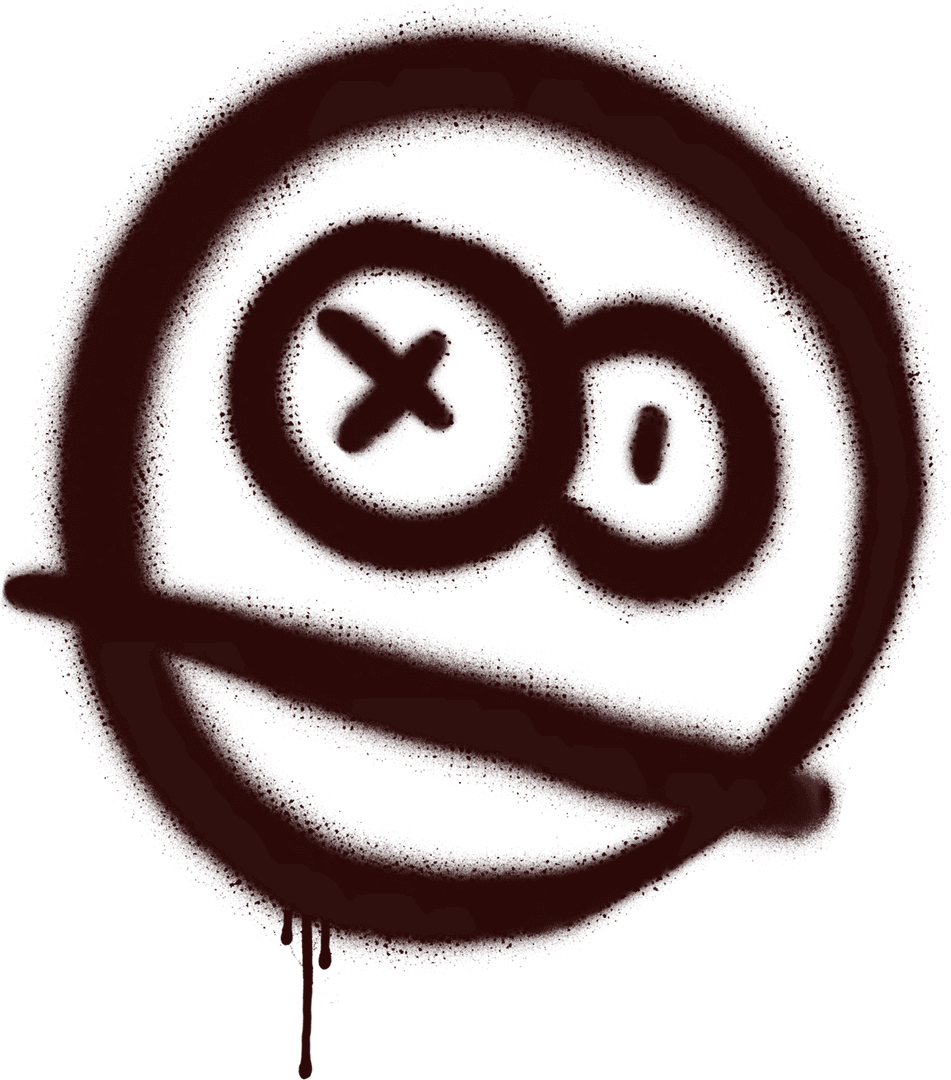 Graffiti Smiley Face with Crossed-out Eye on Transparent Canvas