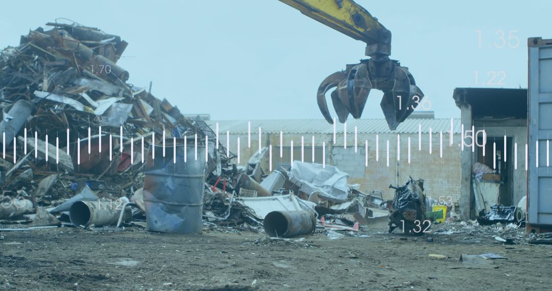 Digital Analysis Overlay on Industrial Junkyard