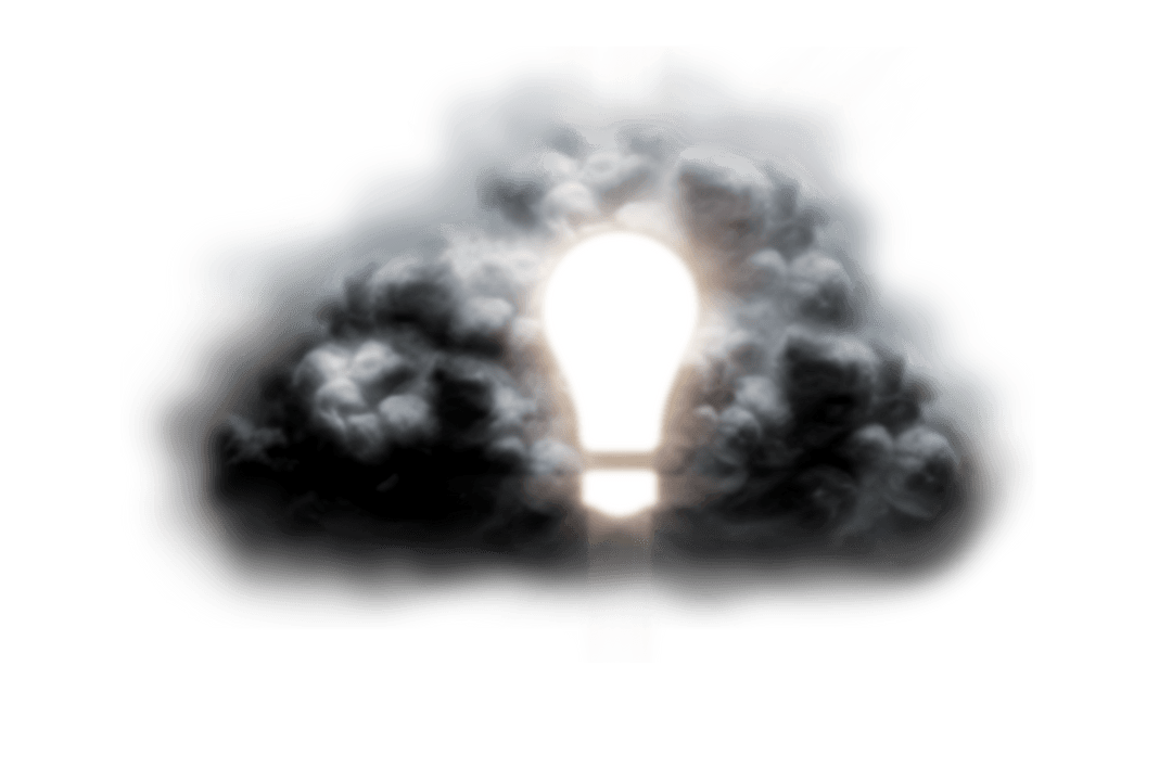 Transparent Cloud and Light Bulb Concept for Creativity and Innovation
