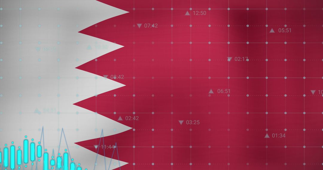 Digital Data Visualization on Bahrain Flag Background