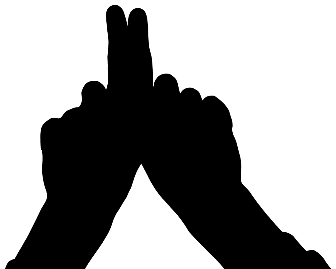 Digital Silhouette of Fingers Pointing Together on Transparent Background