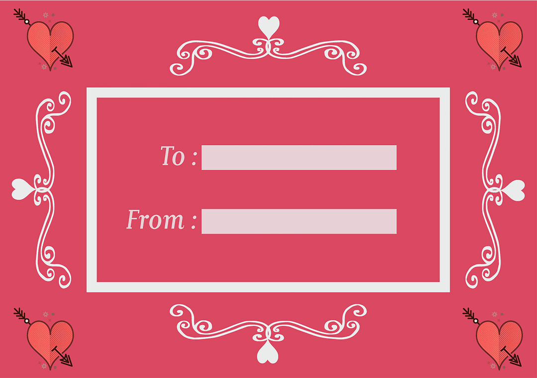 Romantic Heart Invitation with Elegant Framing on Transparent Background