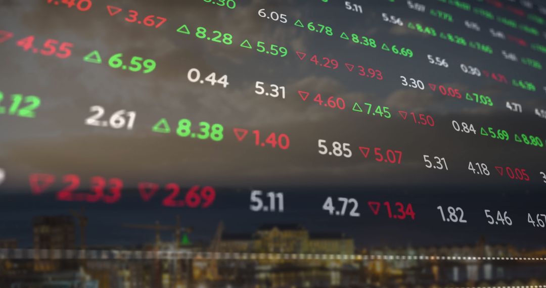 Dynamic Stock Market Indices with Cityscape Overlay