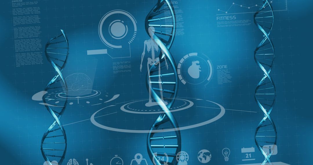 DNA Strands Amidst Futuristic Medical Interface