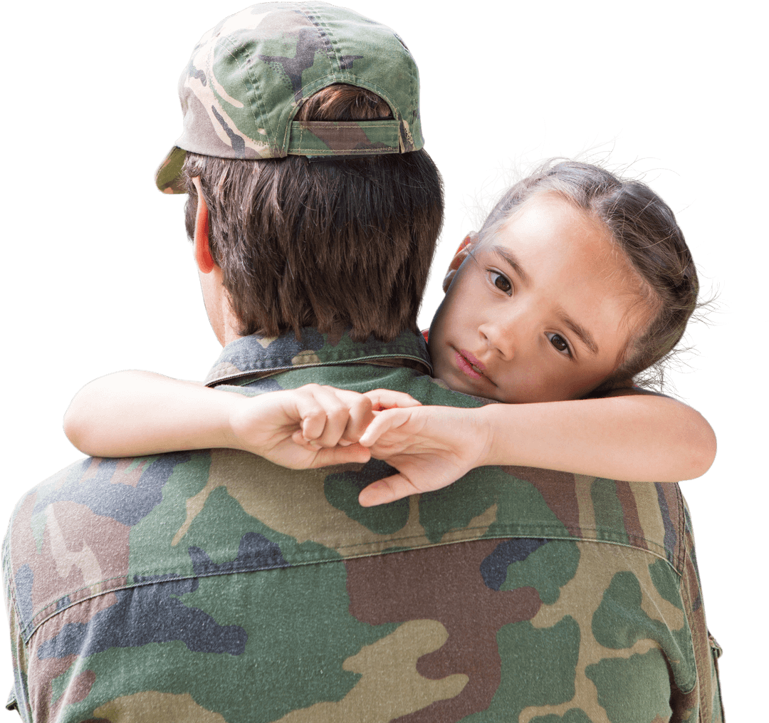 Emotional Reunion Daughter Hugging Army Father Transparent Background