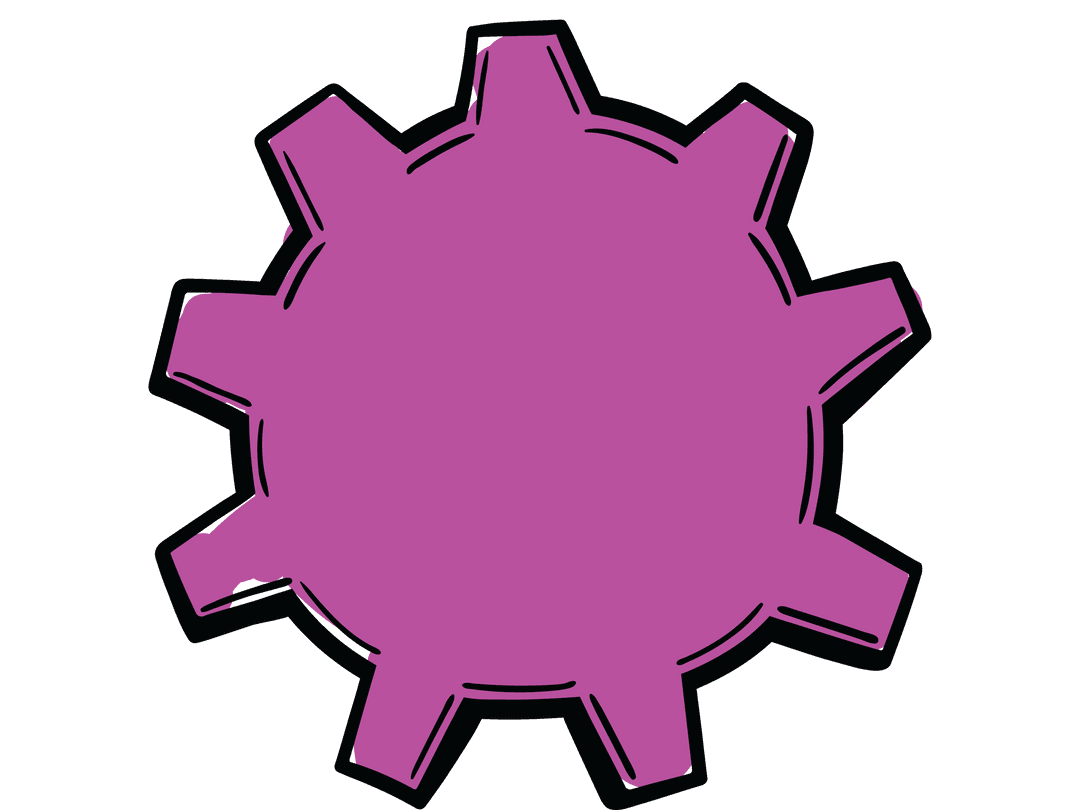 Transparent Vector Purple Cog Icon on Blank Background