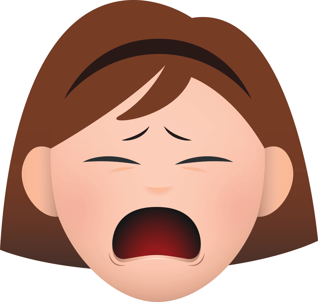 Sad Girl Crying Emoticon on Transparent Background