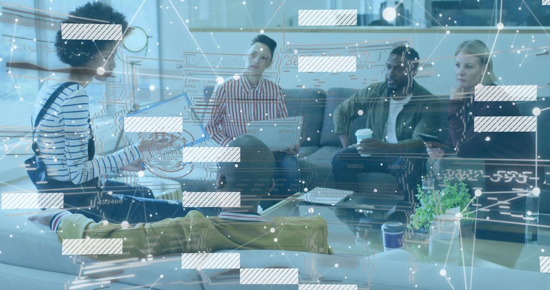 Innovative Team Brainstorming in Modern Office Lounge