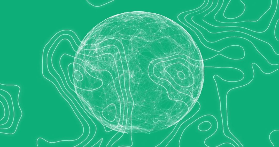 Digital Globe with White Lines on Green Background