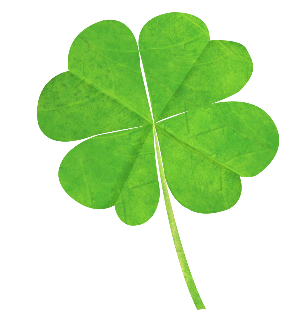 Green Four Leaf Clover Digital Illustration on Transparent Background - Download Free Stock Images Pikwizard.com