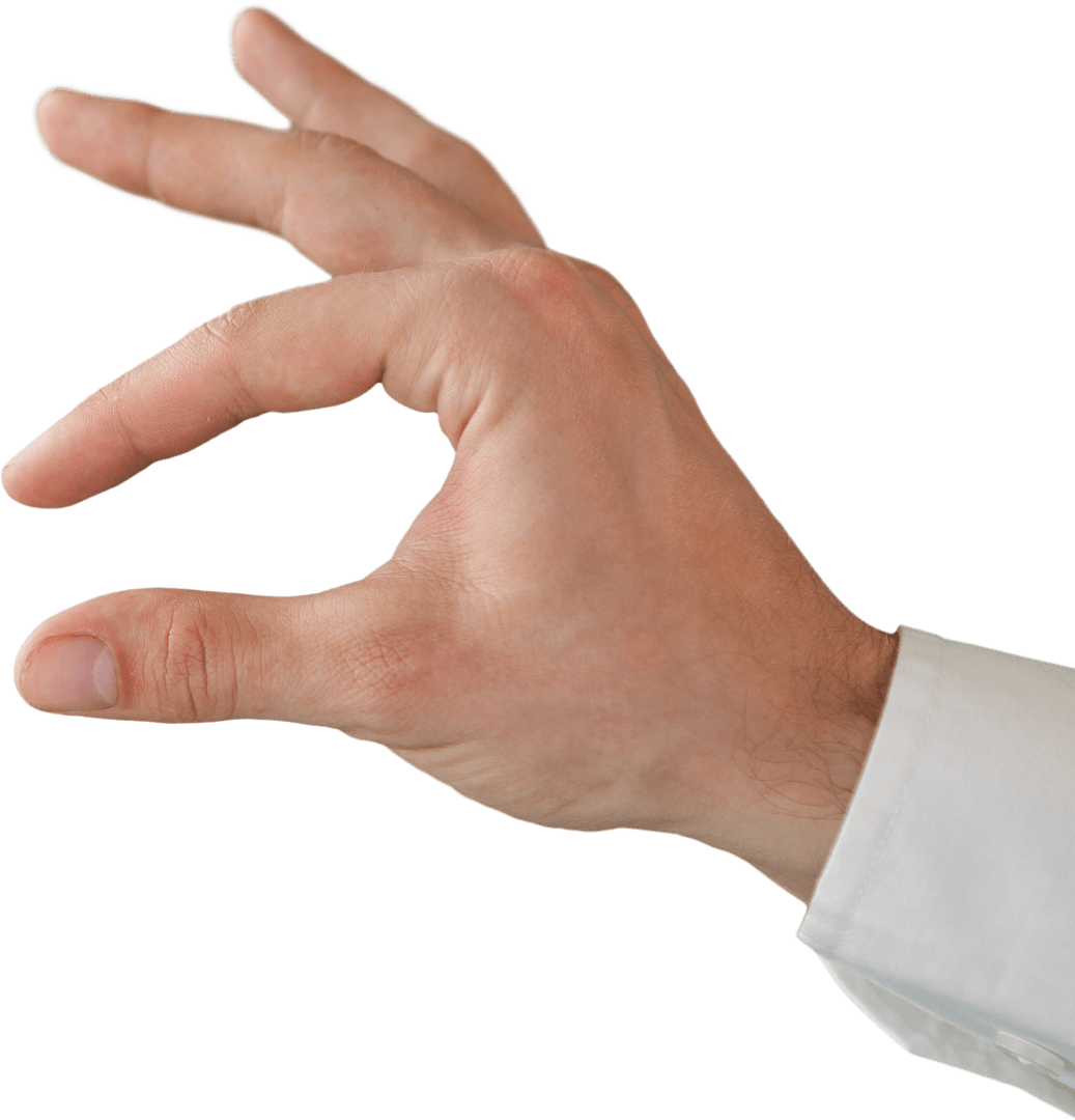Transparent Background Cropped Hand Demonstrating Gesture