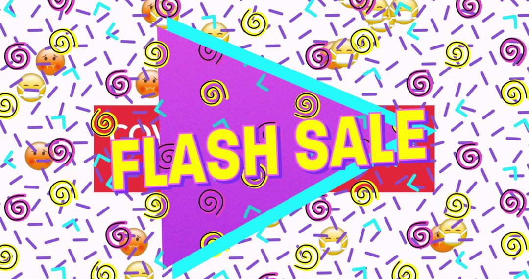 Bright Retro 90s Style Flash Sale Announcement with Colorful Patterns