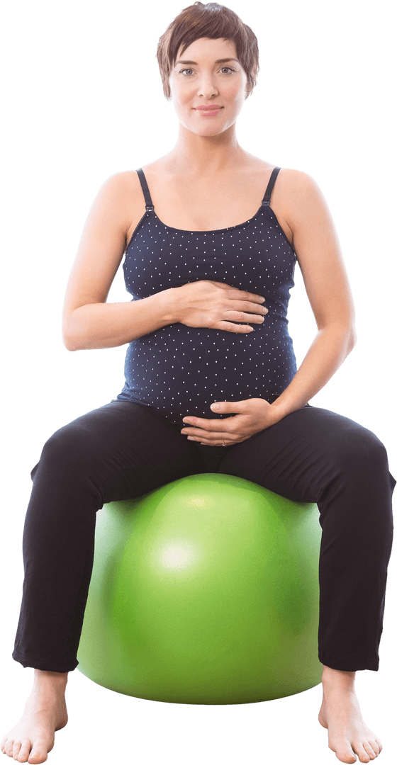 Transparent Background: Pregnant Woman Exercising with Ball